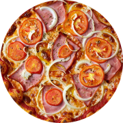 Especiais: Lombinho Canadense - - Pizza Família (Ingredientes: Lombinho Suíno Defumado, Muçarela, Cebola, Tomate)