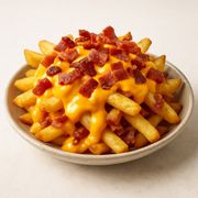 Pratos: Batata Especial - Prato (Ingredientes: Batatinhas, bacon, queijo cheddar, parmesão)