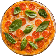 Tradicionais: Marguerita - Pizza Grande (Ingredientes: Manjericão, Massa artesanal, Molho de tomate bragatto, Orégano, Queijo mussarela, Tomate italiano)