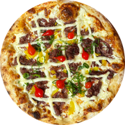 Pizzas: 00- Taurus - Pizza Carne Seca - Pizza Grande (Ingredientes: Carne Seca, Molho, Muçarela, Pimenta biquinho, Pimentão, Requeijão)