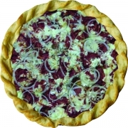 Tradicionais: CALABRESA PREMIUM - Pizza Média (Ingredientes: Calabresa, Catupiry, Cebola, Molho de Tomate, Mussarela, Orégano)