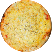 Tradicionais: FRANGO - Pizza Média (Ingredientes: Frango Desfiado, Molho de Tomate, Mussarela, Orégano)