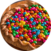 Doces: Confete - Pizza Grande (Ingredientes: Chocolate ao Leite, Confete)