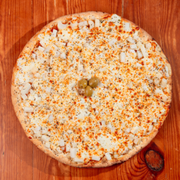 Tradicionais: Palmito Mozarela - Pizza Trem (Ingredientes: Azeitonas, Molho de Tomate Fresco, Mozarela, Orégano, Palmito)