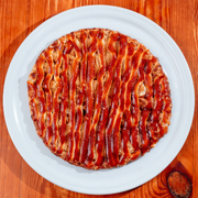 Tradicionais: Banana nevada - Pizza Trem (Ingredientes: Banana, Canela em Pó, Chocolate Branco)