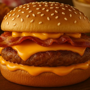 Mozer Burger: CHEDDAR MELT (Somente o sanduíche) - 1.0 (1 CARNE) (Ingredientes: Bacon, Carne de 180g, Cebola Caramelizada, Cheddar Cremoso)