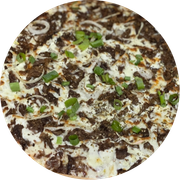 Esplêndidas: Carne Especial - Pizza Grande (Ingredientes: Molho de Tomate, Muçarela, Carne Desfiada,  Cream Cheese,  Cebola,  Orégano, Cebolinha Verde)