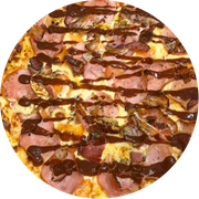 Especiais: Lombo Especial - Pizza Grande (Ingredientes: Molho de Tomate, Muçarela, Lombo Canadense,  Bacon,  Tomate,  Barbecue, Orégano)