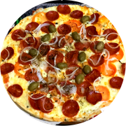 Especiais: Pepperoni - Pizza Grande (Ingredientes: Molho de Tomate, Muçarela,  Pepperoni,  Tomate,  Cebola,  Orégano)