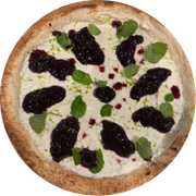 Doces: Panacota - Pizza Individual (Ingredientes: Creme de panacota, Geléia de frutas vermelhas, Hortelã, raspas de limão taiti)