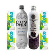 Combo: Combo Gin Eternity Royale Dark Berry C/ Baly Coco com Açai 2L - 1 Gin Eternity Royale Dark Berry 900ml / 1Baly Coco com Açaí 2L / 4Gelos Coco / 2 Copos 700ml