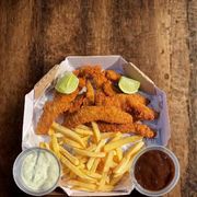 Frango frito crocante: Filezinho Crocante+ batata frita/Porção Individual - Tamanho individual (Ingredientes: Batata frita 100g, Tiras de frango 250g)