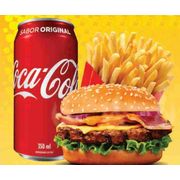Hamburguer Bovino: combo Hamburguer - Hambúrguer (Ingredientes: Carne,  Batata Palha,  Milho,  Salada)