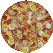 Tradicionais: Mix - Pizza Grande (Ingredientes: Presunto, Calabresa, Queijo mussarela, Orégano, Ovo, Cebola)