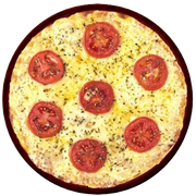 Tradicionais: Mussarela - Pizza Grande (Ingredientes: Molho de tomate, Queijo mussarela, Tomate, Azeitona, Orégano)