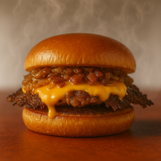 Smash: StarkFusion Smash - Smash (Ingredientes: Bacon 3 Fatias, Blend Smash 90g, cheddar 2 fatias, Cheddar Melt, pão de brioche, Relish de Cebola)