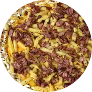 Especiais: Batata Frita - Pizza Grande (Ingredientes: Molho, Mussarela, Requeijão, Cheddar, Bacon, Batata Frita)
