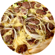 Premium: Filé Mignon - Pizza Grande (Ingredientes: Molho, Mussarela, Tiras de Filé Mignon, Cebola, Catupiry)
