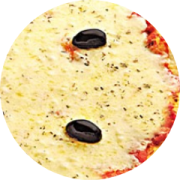 Tradicionais: 14-Mussarela - Pizza Pequena (Ingredientes: Azeitona, Molho, Mussarela, Orégano)
