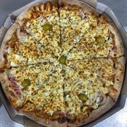 Especiais: Portuguesa - Pizza Grande (Ingredientes: Presunto, Ovo, Cebola, Mussarela, Orégano, Azeitona)