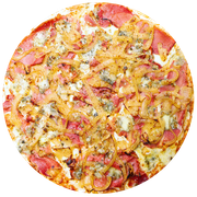 Tradicionais: Parma Caramelizada - Pizza Família (Ingredientes: Presunto Parma, Gorgonzola, Cebola Caramelizada)