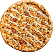 Gourmet: Maná do Céu - Pizza Pequena (Ingredientes: Atum, Azeitona, Bacon, Camarão, Cream Cheese, Molho Pomodoro, Muçarela, Orégano, Tomate Cereja)