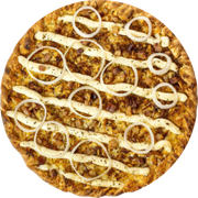 Gourmet: Caipira - Pizza Pequena (Ingredientes: Azeitona, Bacon, Catupiry Original, Cebola, Frango, Molho Pomodoro, Muçarela, Orégano)