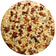 Tradicionais: Cinco Queijos Com Bacon - Pizza Família (Ingredientes: Provolone, Gorgonzola, Catupiry, Parmesão, Bacon)