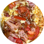 Tradicionais: Bacon - Pizza Grande (Ingredientes: Molho, Mussarela, Tomate, Bacon)