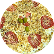 Promocionais: Alho - Pizza Grande (Ingredientes: Molho, Mussarela, Tomate, Alho Frito)