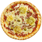 Tradicionais: Mista do Pará - Pizza Média (Ingredientes: Calabresa, Molho, Muçarela, Orégano, Presunto, Tomate)