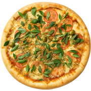 Tradicionais: Margherita - Pizza Média (Ingredientes: Manjericão, Molho, Muçarela, Orégano, Tomate)