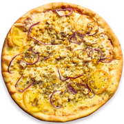 Tradicionais: Vegetariana - Pizza Média (Ingredientes: Cebola, Champignon, Molho, Muçarela, Orégano, Pimentão, Tomate)