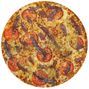 Tradicionais: Enchovas - Pizza Família (Ingredientes: Tomates em Rodelas, Enchovas Importadas, Parmesão)