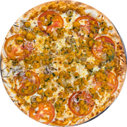 Premium: Camarão - Pizza Grande (Ingredientes: Camarão, Cebola, Massa artesanal, Molho, Mussarela, Orégano, Tomate)