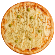 Especiais: Frango C/ Catupiry - Pizza Média (Ingredientes: Catupiry, Frango, Milho, Molho, Muçarela, Orégano)