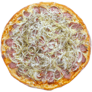 Calabresa: CALABRESA ACEBOLADA - Pizza Grande (Ingredientes: Calabresa fatiada com cebola)