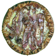 Queijos: BACON E REQUEIJÃO PURO - Pizza Grande (Ingredientes: Requeijão puro, Bacon em fatias)
