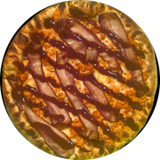 Frango: TEXANA - Pizza Grande (Ingredientes: Frango desfiado (temperado), Bacon, Molho BBQ, Molho de Tomate, Mussarela, Orégano)