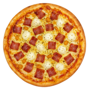 Especiais: Bacon Prime - Pizza Média (Ingredientes: Alho Frito, Bacon, Creme Cheese, Molho, Muçarela, Orégano)