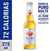 Cervejas (Unidade): Amstel Ultra 275ml Long Neck - Cerveja Sem Glúten com apenas 72 calorias