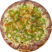 Calabresa: Calabresa Picante - Pizza Grande (Ingredientes:  Alho Frito,  Azeitonas,  Calabresa Fatiada,  Cebola,  Orégano,  Parmesão,  Pimentão, Molho)