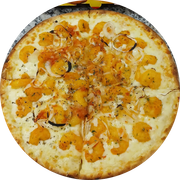 Premium: Camarão - Pizza Grande (Ingredientes:  Azeitonas,  Camarão,  Cebola,  Orégano, Molho, Muçarela)