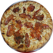 Queijos: Siciliana - Pizza Grande (Ingredientes:  Azeitonas,  Bacon,  Champignon,  Orégano, Molho, Muçarela)