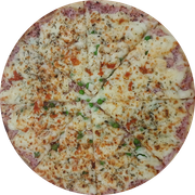 Presunto: Tentação - Pizza Grande (Ingredientes:  Azeitonas,  Catupiry,  Cebola,  Champignon,  Ervilha,  Orégano,  Palmito,  Presunto, Molho, Muçarela)