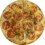 Promoção: Napolitana - Pizza Grande (Ingredientes:  Azeitonas,  Orégano,  Parmesão,  Tomate, Molho, Muçarela)