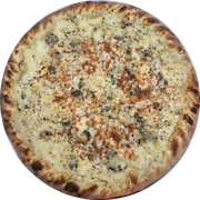 Queijos: Cinco Queijos - Pizza Grande (Ingredientes:  Azeitonas,  Catupiry,  Gorgonzola,  Orégano,  Provolone, Molho, Muçarela, Ricota)