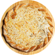 Salgadas: Provolone - Pizza Família (Ingredientes: Creme de provolone, Molho, Mussarela, Orégano)