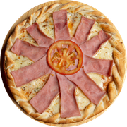 Salgadas: Presunto c/ Catupiry - Pizza Família (Ingredientes: Catupiry (Original), Molho, Mussarela, Orégano, Presunto)