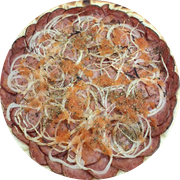 Promoção: Calabresa - Pizza Grande (Ingredientes:  Azeitonas,  Calabresa Fatiada,  Cebola,  Orégano, Molho)